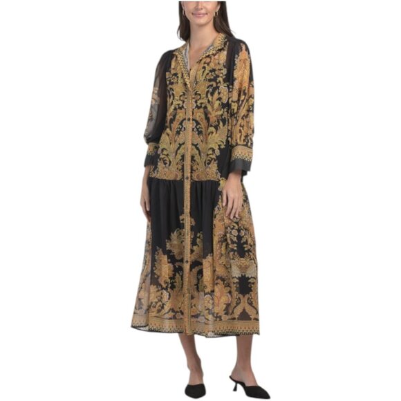 NANCY YANG Button Down Front Paisley Print Maxi Dress - Picture 1 of 3